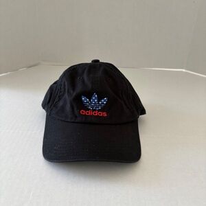Adidas Adjustable Black Hat Patriotic Embroidered‎ American Flag Theme Logo.